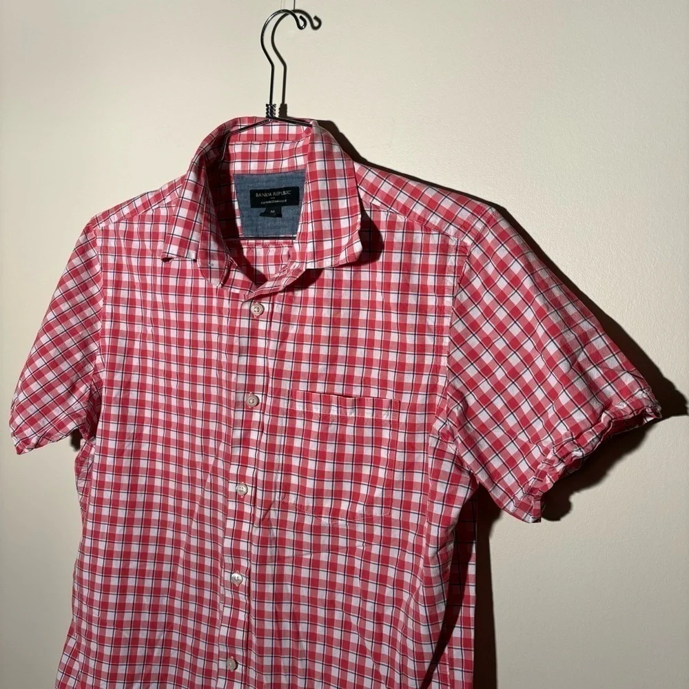 Banana Republic Soft Wash Stand Fit Short Sleeve Button Down